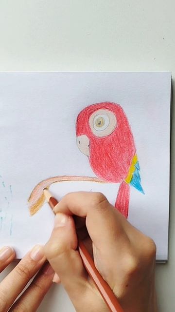 Попугай карандашами #shorts #рисунки смотреть онлайн