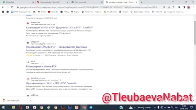 Документтерді PDF, WORD, PPT түрлеріне ауыстыру жолдары смотреть онлайн