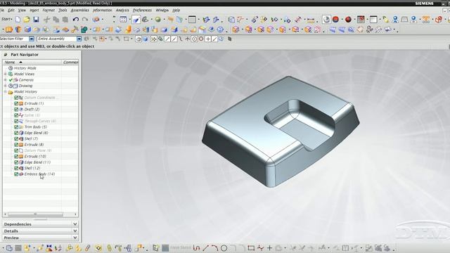 NX 8.5 - 10 Create and edit an emboss body DTM смотреть онлайн