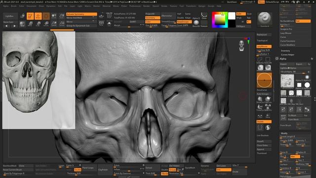 05 Mastering Skull Details in ZBrush: Alpha MidValue and Roll Techniques | Tutorial смотреть онлайн
