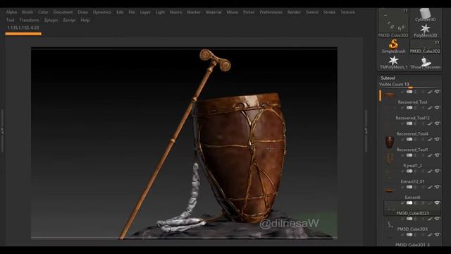 Awesomely Beautiful 3D Drum Modeling in Zbrush смотреть онлайн