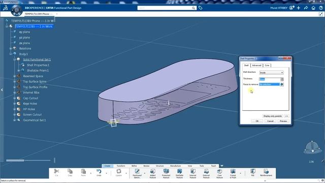 # 2/7 Editing Shell Properties | CATIA V6 - 3D EXPERIENCE Functional Part Design Tutorial смотреть онлайн
