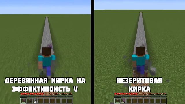 деревянная кирка на эффективность V против незеритовой кирки