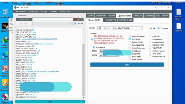 Oppo Cph 1909 Imei Repair With Dft Pro tool imei null Done смотреть онлайн