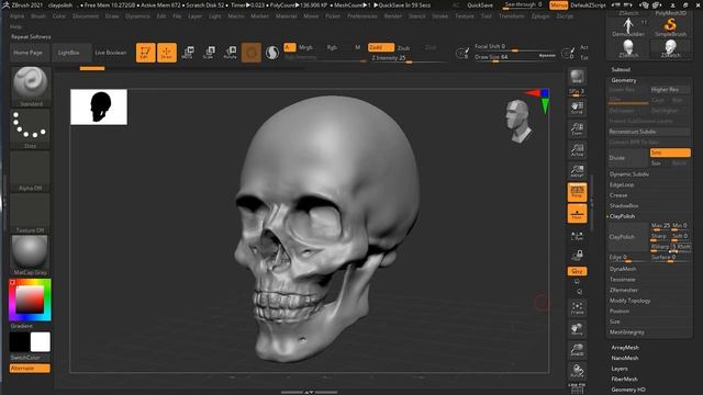 Working with Clay Polish in Zbrush | Lesson 3 | Chapter 12 | Zbrush 2021.5 Essentials Training смотреть онлайн