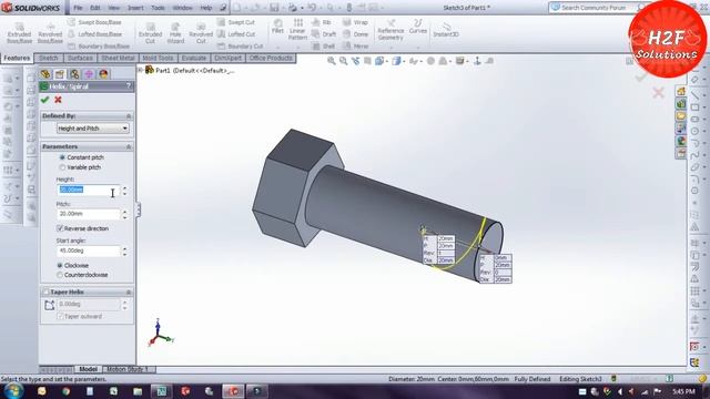 How To Make External Metric Thread In SolidWorks | Make a Threaded Hex Bolt | SolidWorks Tutorial смотреть онлайн