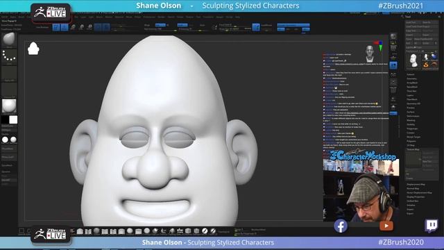 Sculpting Stylized Characters: Self Portrait Caricature - Shane Olson - ZBrush 2021.6 смотреть онлайн