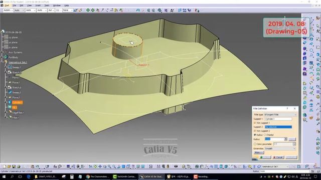 [GSD] CATIA V5. Surface Practice Drawings 2019. 04. 08 (Drawing-05) смотреть онлайн