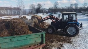 МТЗ 892.2 погрузка навоза