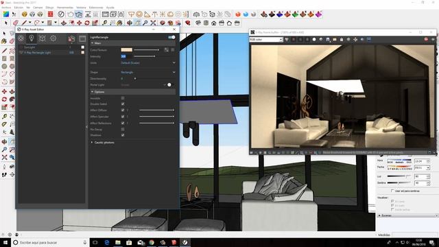 Curso básico de V-ray 3.6 para Sketchup | 11 | Rectangle light смотреть онлайн