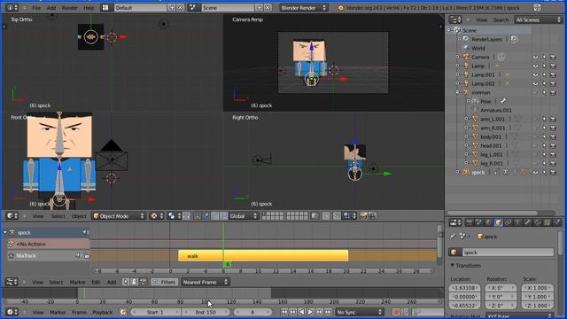 Blender Tutorial - Using the NLA Editor to Mix Actions to Make More Complex Animations Part 1 смотреть онлайн