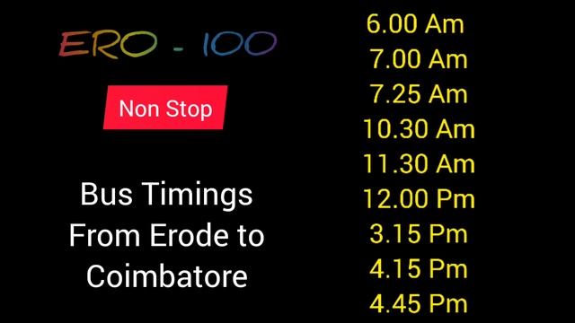 Tnstc Erode to coimbatore // Ero -100 bus timings смотреть онлайн