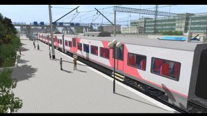 Ласточка с тур. пасс. поездом 921Б Сочи-Гагра в Адлере TRAINZ 2019