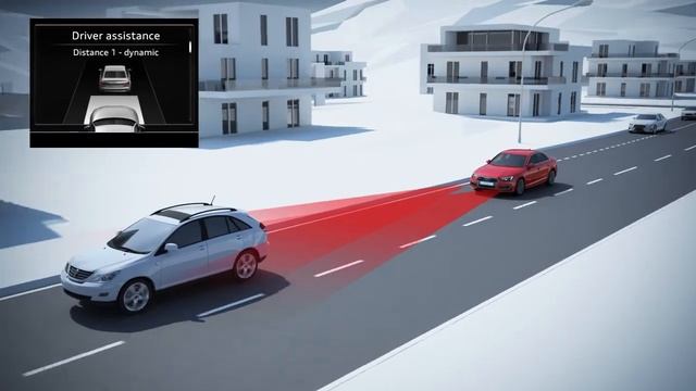 Audi A4 Predictive Efficiency Assistant with Adaptive Cruise Control system animation смотреть онлайн