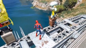 GTA 5 Spiderman vs SpongeBob Epic Ragdolls Ep.10 (Funny Moments Flooded Los Santos)