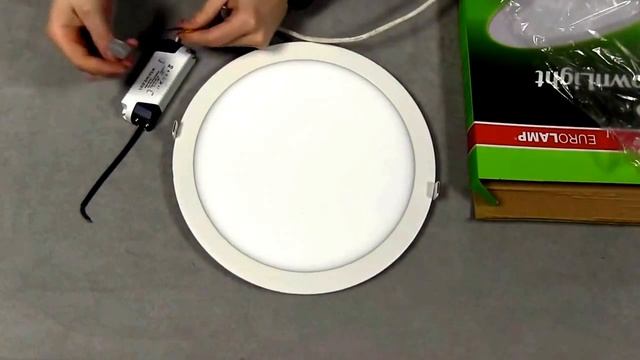 Обзор светодиодного светильника Downlight 21W 4000K EUROLAMP Амперия смотреть онлайн