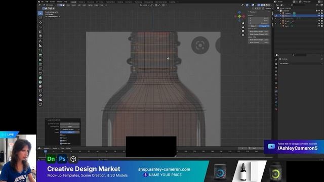 Create a glass bottle/jar/container with a threaded neck (screw), cap, & fill in Blender смотреть онлайн