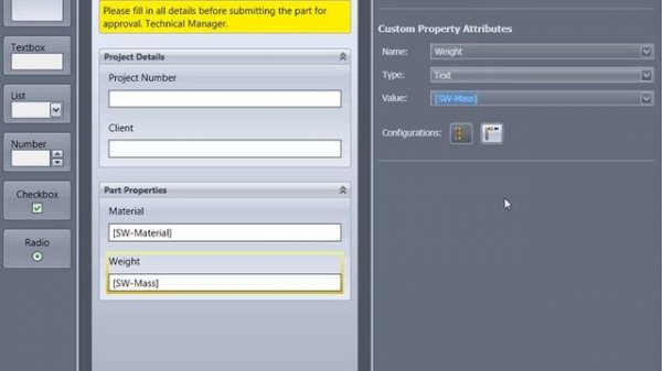 SolidWorks Property Tab Builder
