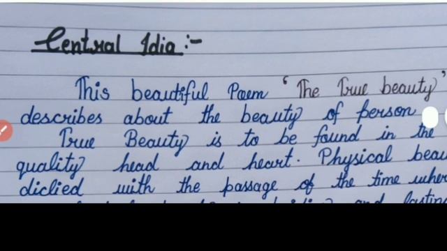 Class 12 English Poetry Chapter 2/ The True Beauty/ Most Important Central Idia