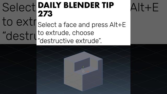 Daily Blender Tip 273 - Destructive Extrude (Blender 2.7) смотреть онлайн