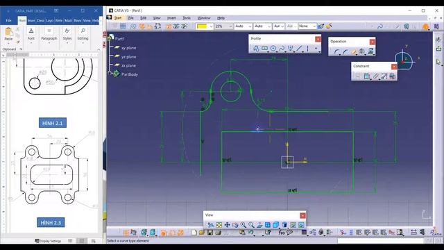 Catia-4CHaUI: Hướng dẫn làm bài tập 2D-phần 2 смотреть онлайн