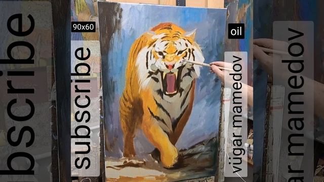 Tiger oil painting Vugar Mamedov смотреть онлайн