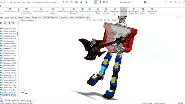 Musician Robot Animated Walking Motion Using SolidWorks смотреть онлайн
