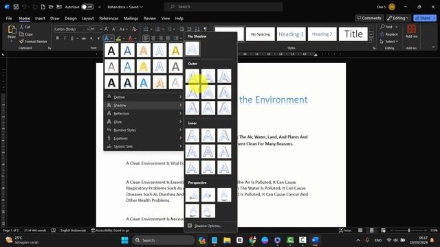 Microsoft 365: How to change the Shadow Style of a text in Word смотреть онлайн