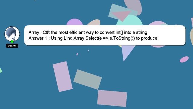Array : C#: the most efficient way to convert int[] into a string смотреть онлайн