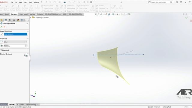 Revolved Surface | Surfacing | Solidworks Tutorial | Stage #08 Eng - AER Int. смотреть онлайн