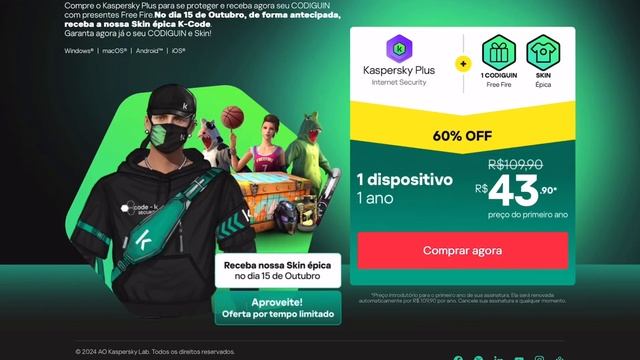 FINALMENTE! NOVA SKIN EXCLUSIVA KASPERSKY NO FREE FIRE😱🔥 JACKsx FF смотреть онлайн