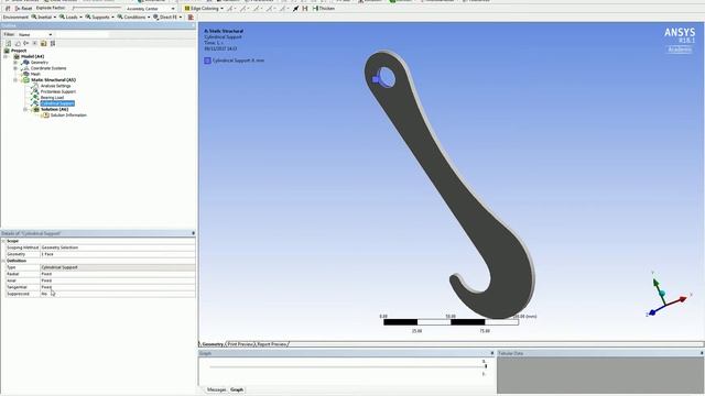 Using symmetry to analyse a 2D hook in ANSYS смотреть онлайн