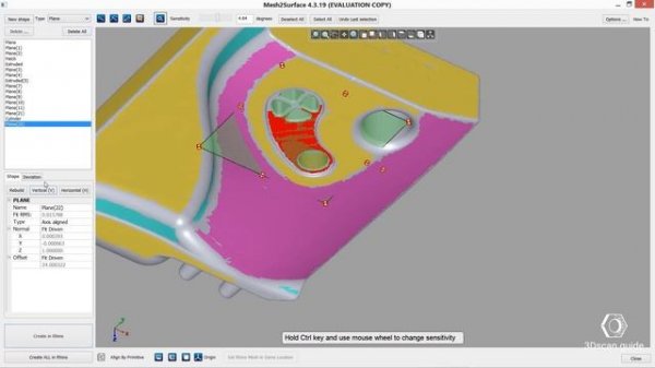 Rhinoceros, video 2. Mesh processing. Mesh2Surface. Reverse engineering of Mechanical forms.