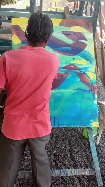 non objective abstract painting made by top famous Indian contemporary painter western action art 1 смотреть онлайн