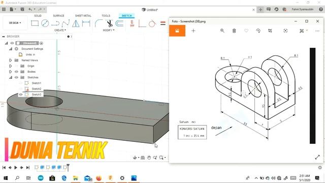 Fusion 360 Tutorial Indonesia Latihan 20 Beginners смотреть онлайн