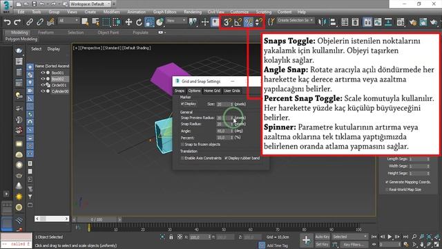 3DS Max Ders 5 - Snap Modları, Angel Snap Modu, Percent Snap Modu, Spinner Snap Modu смотреть онлайн