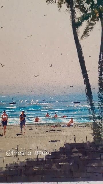 Watercolor Painting | Beach Painting | Prashant Maru | #shorts #short #viral #viralshort #art смотреть онлайн