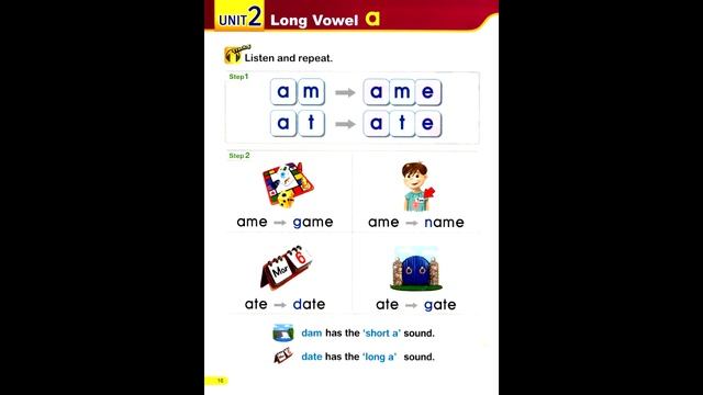 Page 16 Smart Phonics 3  Unit 2 Long  Vowel A #smartphonics3