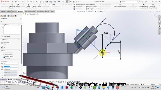 V12 Car Engine - 14. Injectors (Project 04) Design by Solidworks смотреть онлайн