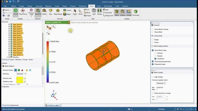 ANSYS SpaceClaim: Meshing | How to generate a high quality mesh for a pipe segment with hole смотреть онлайн