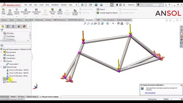 Solidworks simulation 133| Structural analysis of Bicycle Frame смотреть онлайн