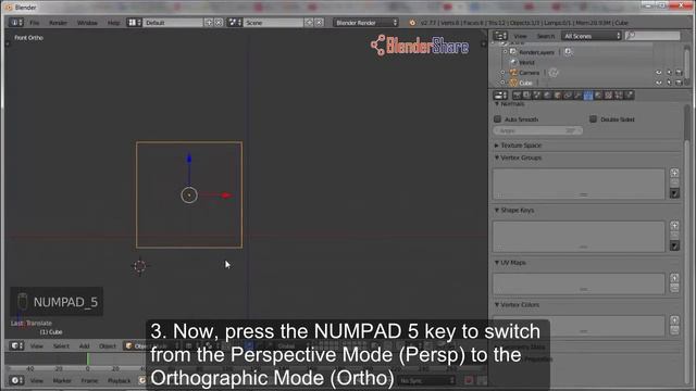 How to switch between Perspective Persp and Orthographic Projection Ortho in Blender 2.77 смотреть онлайн