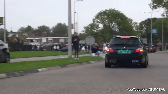 2x BMW M5 E60 V10 w Eisenmann Race Exhaust INSANE BURNOUT! смотреть онлайн