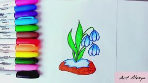 Как нарисовать первые весенние цветы! Рисую подснежники 🩵