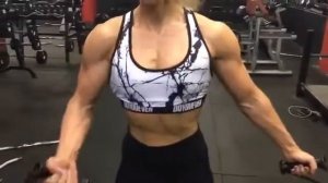 Victoria FFB Pro Female Bodybuilder Biceps Posing,Flexing Woman Bodybuilding Girl Muscle 2