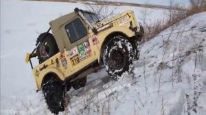 Механическая лебедка ГАЗ-69 в работе