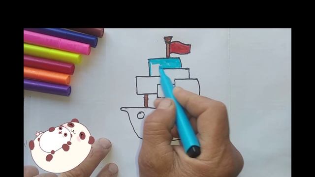 Bolalar Uchun Kema Rasmini Chizish | Draw A Picture Of A Ship For Children | 給孩子畫一艘船
