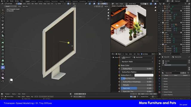 Isometric Office - Speed Modeling in Blender 3.3 смотреть онлайн