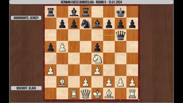 Bischoff, Klaus (2452) -- Grigoriants, Sergey (2543), German Chess Bundesliga 2023-2024 Rd 5, ½-½ смотреть онлайн