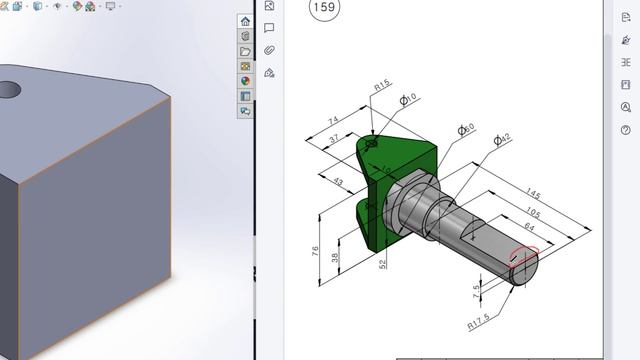 SolidWorks | 3D CAD EXERCISES 159 | StudyCadCam | Solution Tutorial | смотреть онлайн